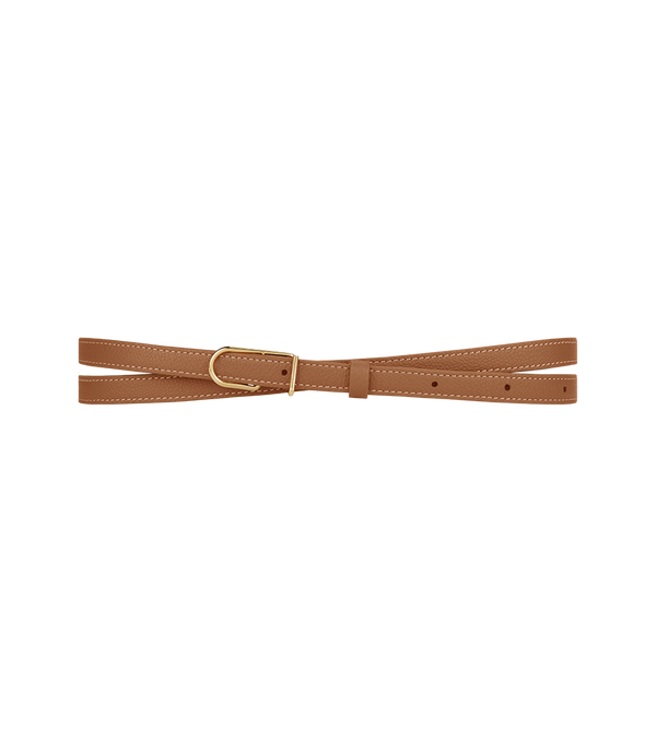 Ceinture Fine Umi - Camel Grainé