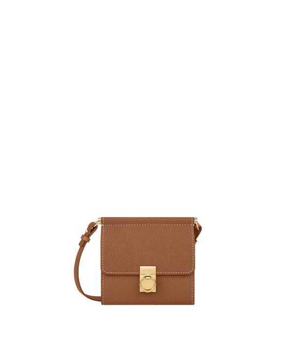 Portefeuille Numéro Sept Bandoulière - Camel Grainé