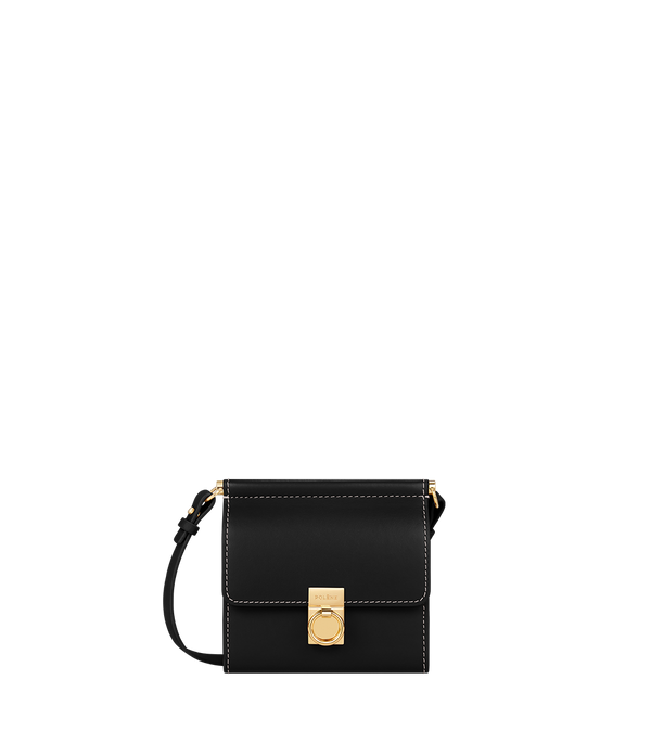 Portefeuille Numéro Sept Bandoulière - Noir Lisse